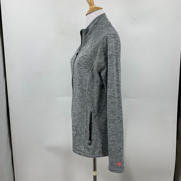 T by Talbots Jacket Womens M Medium Gray Spacedye Zip Up Thumbhole Mock Neck - Picture 4 of 13
